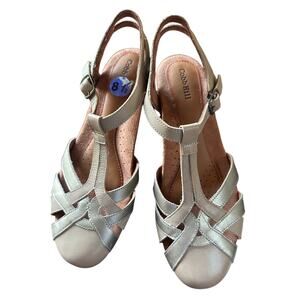 Cobb Hill Women's Leather T-Strap Comfort Sandals Taupe Beige Size 8.5